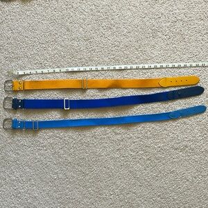 Softball / baseball belts. Three (one royal blue, one carolina blue, one gold)